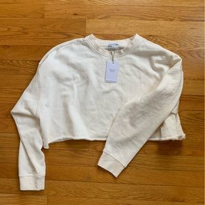 WeWoreWhat cropped off white sweatshirt, size M, NWT